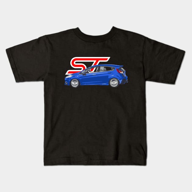 Performance Blue Ford Fiesta ST Kids T-Shirt by cowtown_cowboy